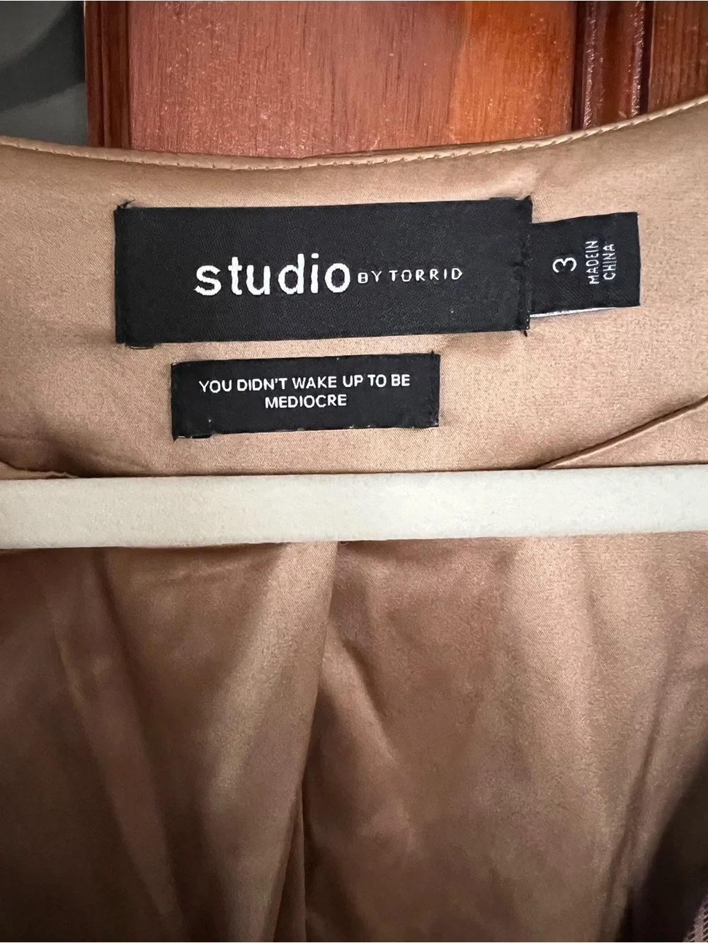 Studio by Torrid Satin-Look Camel Plaid Vest